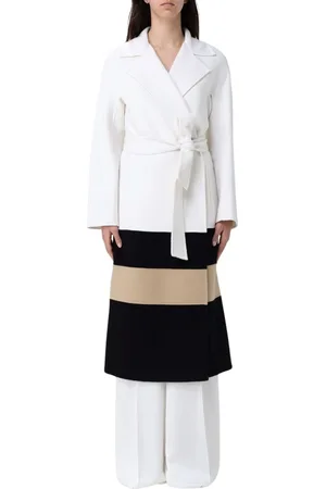 Max Mara Frakke, Dame, Hvid, 2XS, Uld, Elegant Wool Midi Coat i Hvid