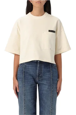 Bottega Veneta Top, Dame, , XS, Bomuld, Gul Pocket Detail Crop Top