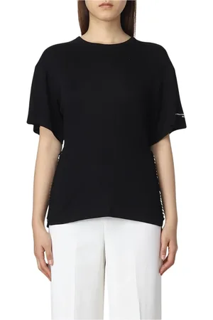 Stella McCartney Top, Dame, Sort, XS, Bomuld, Sort Bomuld Blandings Rund Hals Tee