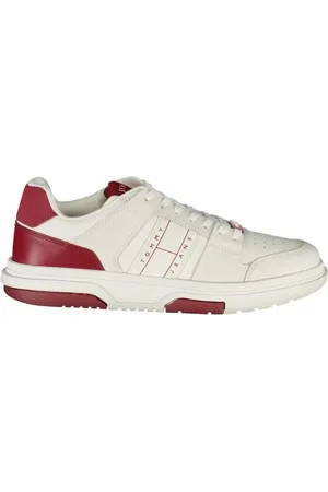 Tommy Hilfiger Sko, Herre, Hvid, 40 EU, Polyester, Røde polyester sneakers til stil og præstation