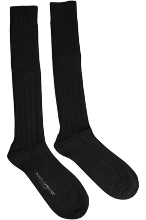 Dolce & Gabbana Undertøj, Herre, Sort, M, Ikoniske Logo Print Calf Socks