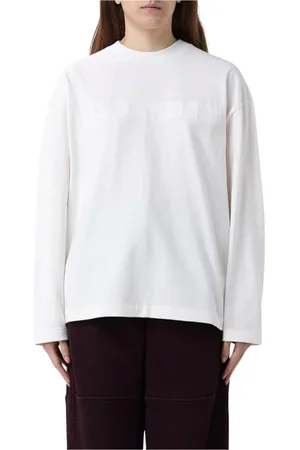 Jil Sander Top, Dame, Hvid, S, Bomuld, Hvid Langærmet T-shirt Minimalistisk Design