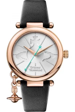 Vivienne Westwood Tilbehør, Dame, Sort, ONE SIZE, Uld, Orb Logo Quartz Watch Sort/Rose Guld