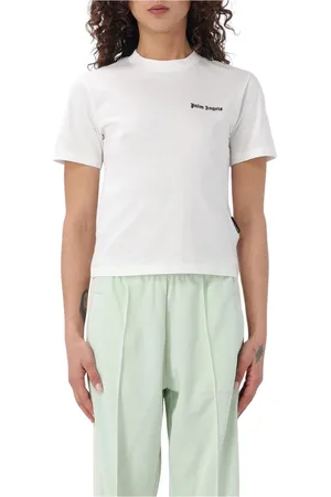 Palm Angels Top, Dame, Hvid, S, Bomuld, Klassisk Logo Tee i Hvid