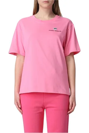 Chiara Ferragni Top, Dame, Lyserød, XL, Uld, Ikonisk Logo Grafisk T-shirt