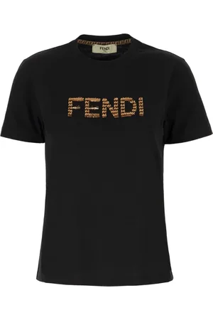 Fendi Top, Dame, Sort, L, Bomuld, Afslappet Bomuld T-Shirt til Mænd