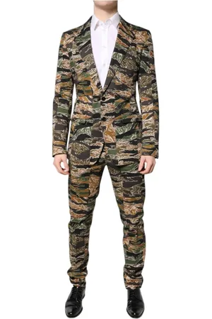 Dolce & Gabbana Jakkesæt, Herre, Flerfarvet, M, Bomuld, Elegant Slim Fit 2-Delt Dragt
