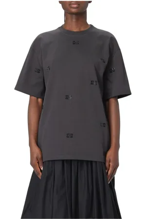 Ganni Top, Dame, Grå, S, Bomuld, Krystalpyntet T-shirt