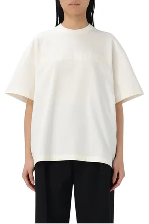 Jil Sander Top, Dame, Hvid, XS, Bomuld, Præget Logo Tee Sort Kvinder