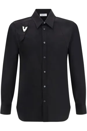 Alexander McQueen Skjorte, Herre, Sort, M, Buckle Skjorte med Logoed Strop Detalje