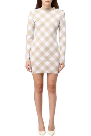 Balmain Kjole, Dame, , 2XS, Ternede Mønster Mini Kjole Elegant Stil