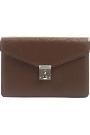 Salvatore Ferragamo Pre-owned, Herre, Brun, ONE SIZE, Uld, Pre-owned Laeder clutches