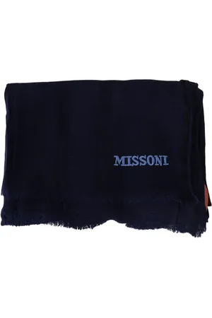 Missoni Tilbehør, Herre, Blå, ONE SIZE, Uld, Blå Uldtørklæde med Logo Broderi