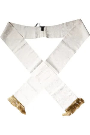 Dolce & Gabbana Tilbehør, unisex, Hvid, ONE SIZE, Hvid Blomstret Jacquard Frynse Tørklæde