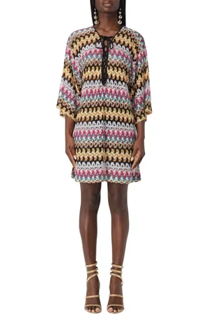 Missoni Kjole, Dame, Flerfarvet, XS, Bomuld, Farverig Strik Hæklet Mini Kjole