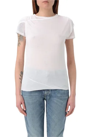 Pinko Top, Dame, Hvid, M, Rayon, Minimalist Draperet T-shirt