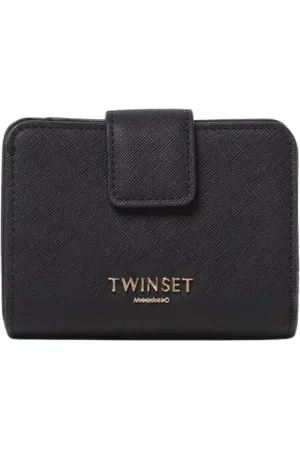 Twin-Set Tilbehør, Dame, Sort, ONE SIZE, Uld, Sort Trifold Pung Snap Lukning