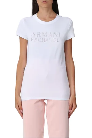 Armani Exchange Top, Dame, Hvid, M, Bomuld, Logo Embellished Hvid T-Shirt