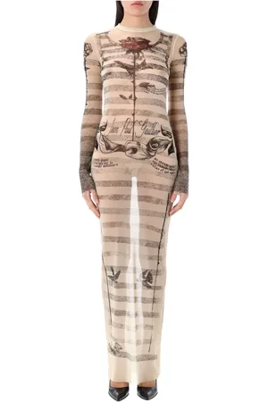 Jean Paul Gaultier Jumpsuits & Playsuits, Dame, Flerfarvet, M, Nautisk Mesh Lang Kjole
