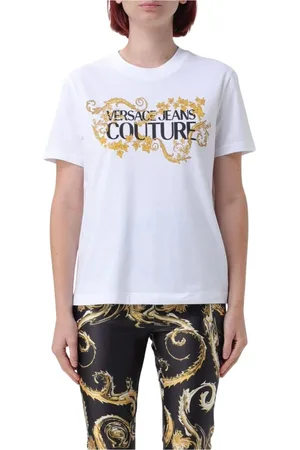 VERSACE Top, Dame, Hvid, 2XS, Bomuld, Barok Kortærmet T-shirt