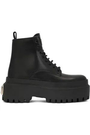 Dolce & Gabbana Sko, Dame, Sort, 36 1/2 EU, Læder, Sort læder logo ankelstøvler