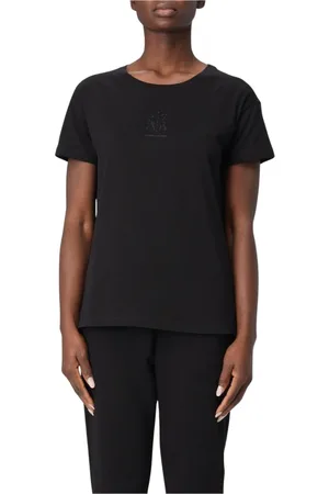 Armani Exchange Top, Dame, Sort, L, Uld, Krystal Logo Tee Stilfuld Hvid Skjorte