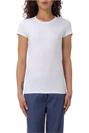 Armani Exchange Top, Dame, Hvid, S, Bomuld, Hvid Logo Tee Skjorte
