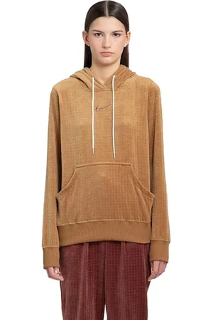 Nike Sweathshirts & Hoodies, Dame, Brun, M, Uld, Velour Hoodie Brun Klassisk Komfort Stil