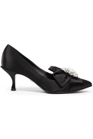 Dolce & Gabbana Sko, Dame, Sort, 38 1/2 EU, Satin, Sort Satin Juvel Bue Pumps