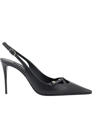 Dolce & Gabbana Sko, Dame, Sort, 38 1/2 EU, Læder, Sort læder slingback hæle