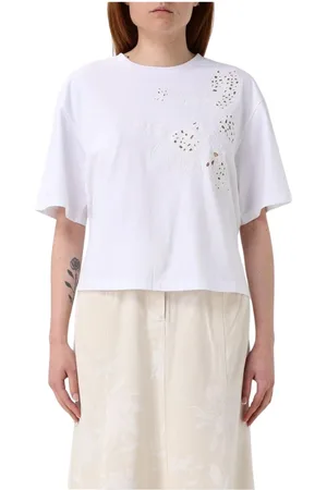 Twin-Set Top, Dame, Hvid, XS, Bomuld, Broderet Kolibri T-shirt