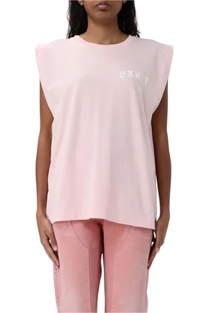 Pinko Top, Dame, Lyserød, M, Uld, Sort Ærmeløs Skulder Top