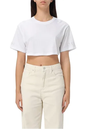 Armani Exchange Top, Dame, Hvid, S, Bomuld, Hvid Rhinestone Crop Top