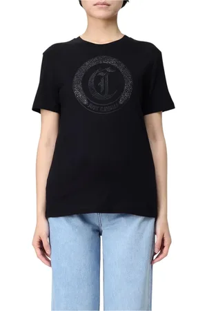 Roberto Cavalli Top, Dame, Sort, S, Uld, Stilfuld Sort Grafisk Print T-Shirt
