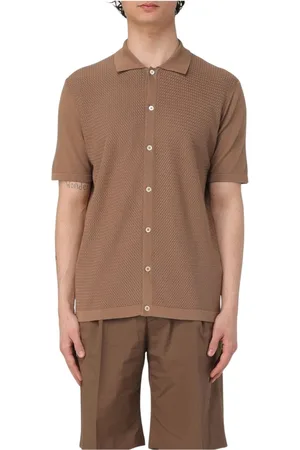 corneliani Skjorte, Herre, Brun, L, Bomuld, Strikket Polo Skjorte Knap Lukning