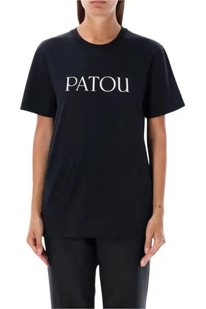 Patou Top, Dame, Sort, XL, Bomuld, Hvid Logo Tee til Kvinder