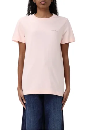 Pinko Top, Dame, Lyserød, M, Bomuld, Blå Klassisk T-shirt til Kvinder