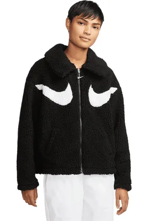 Nike Jakke, Dame, Sort, L, Uld, Fuld lynlås Swoosh Jakke Sort Stilfuld