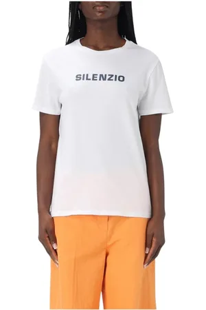 Aspesi Top, Dame, Hvid, S, Bomuld, Blå Grafisk T-shirt til Kvinder