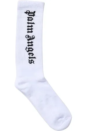 Palm Angels Undertøj, Herre, Hvid, S, Bomuld, Logo Crew Socks Sort Mænd