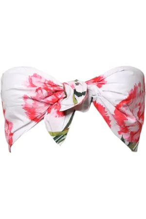 Dolce & Gabbana Top, Dame, Flerfarvet, XS, Bomuld, Hvid Blomstret Bustier Crop Top