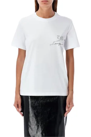 Msgm Top, Dame, Hvid, L, Bomuld, Hvid Crew Neck Embellished T-Shirt