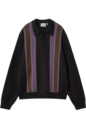 Carhartt Top, Herre, Sort, XL, Bomuld, Stribet Letvægtsstrikket Polo