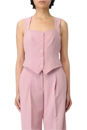 Liu Jo Top, Dame, Lyserød, 2XS, Uld, V-Hals Ruffle Top
