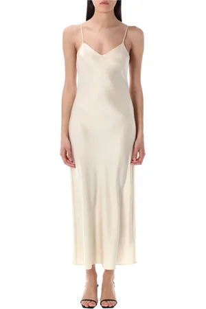 Ralph Lauren Kjole, Dame, , XS, Satin, Satin Slip Kjole V-Hals Justerbare Stropper
