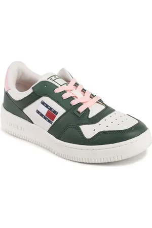 Tommy Hilfiger Sko, Dame, Grøn, 39 EU, Læder, Grøn Læder Sneaker med Premium Detaljer