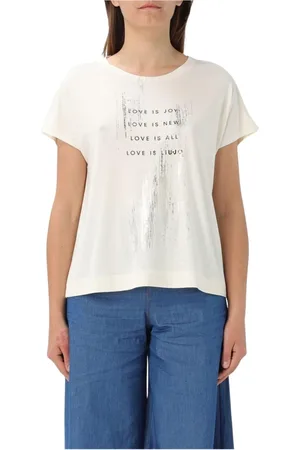 Liu Jo Top, Dame, Hvid, L, Bomuld, Metallic Foil Print Kortærmet T-Shirt