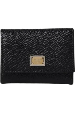 Dolce & Gabbana Tilbehør, Dame, Sort, ONE SIZE, Læder, Sort Læder Bifold Snap Pung