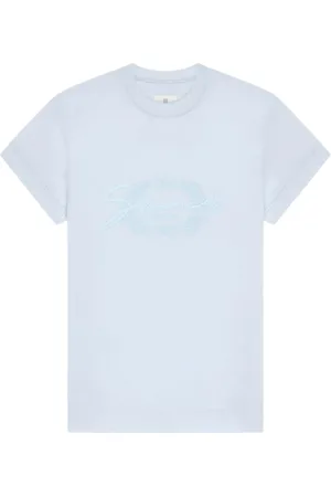 Givenchy Top, Dame, Blå, XS, Bomuld, Blå Logo T-Shirt til Kvinder