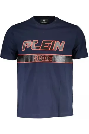 Philipp Plein Top, Herre, Blå, L, Uld, Blå Rund Hals Stilfuld T-Shirt
